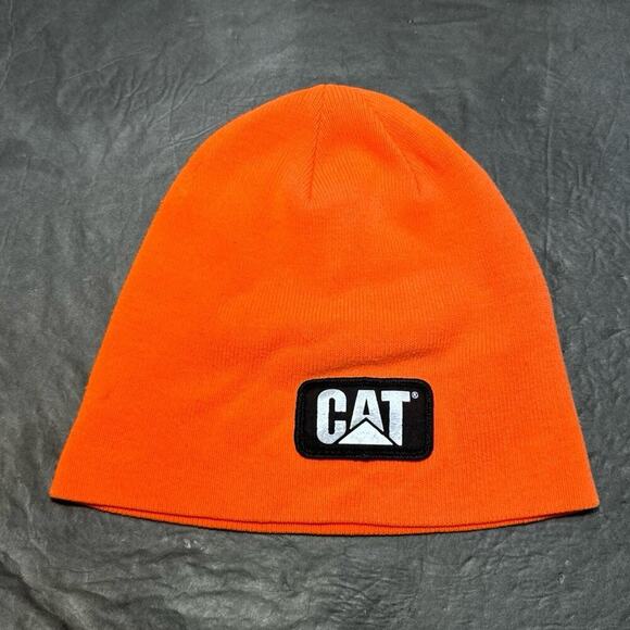 CAT Caterpillar Orange Beanie Skully Hat One Size Fits All - Picture 1 of 4